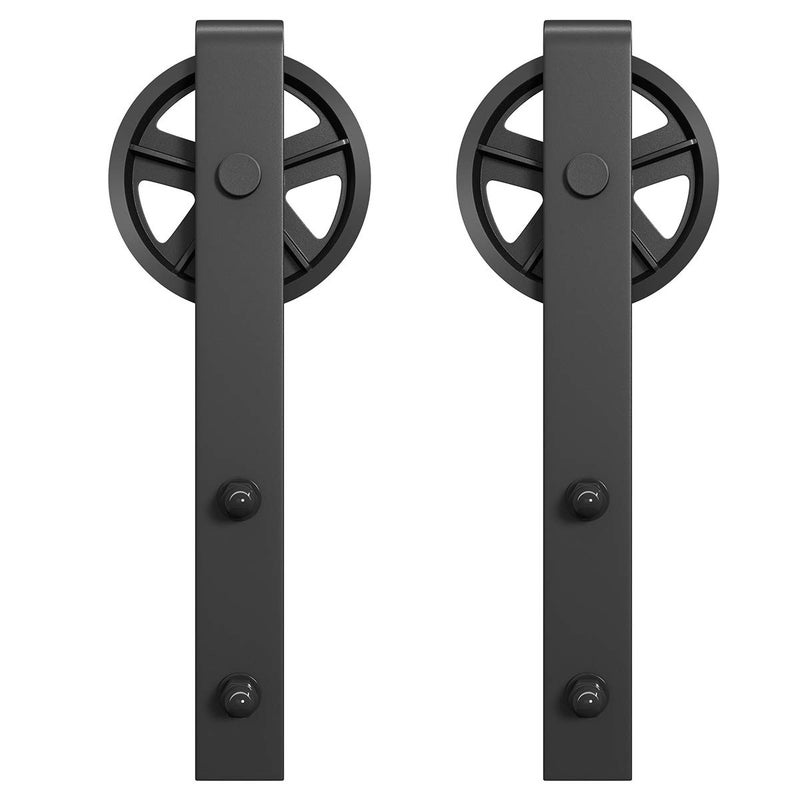 SMARTSTANDARD Sliding Barn Door Hardware Hangers 2pcs (Black) (Big Wheel Hangers) - Image 2